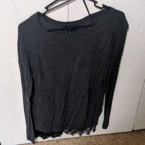 Gray with black lace sweater